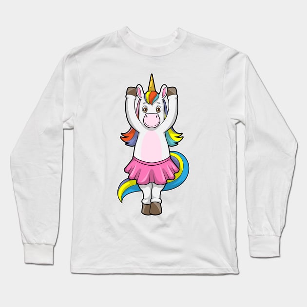 Unicorn at Ballet Dance with Skirt Long Sleeve T-Shirt by Markus Schnabel